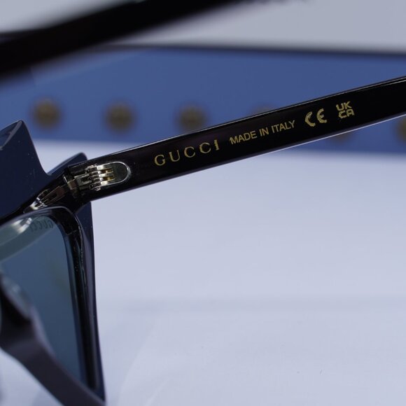 Gucci GG1371S 003 Cat Eye Sunglasses - Shiny Black with White Stones/Grey main image 9